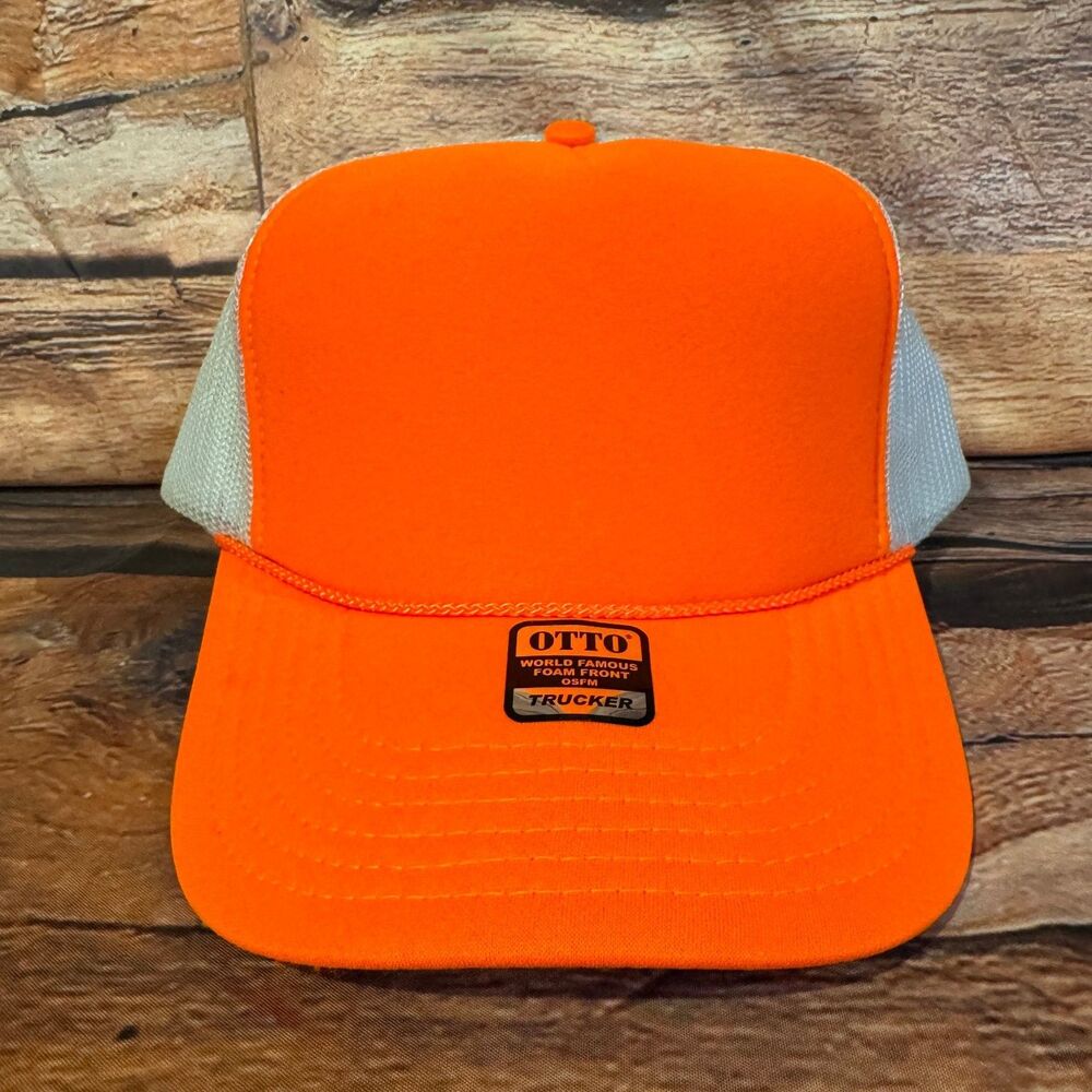 OTTO Hat Trucker Snapback Men's One Size Fits Most Orange White Mesh